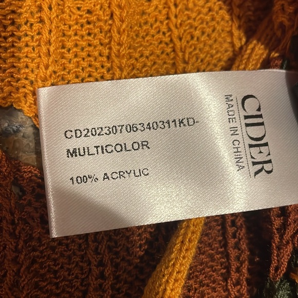 Cider Knit V-Neck Striped Knotted Crochet Boho Flare Sleeve Cardigan Sweater XL - Picture 15 of 15